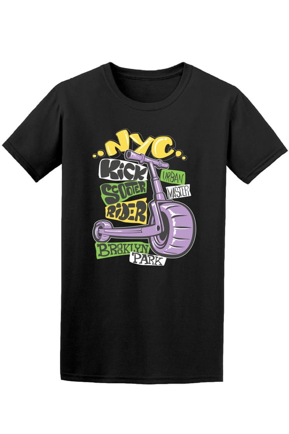 Kick Scooter Rider Nyc Park T-Shirt Men -Image by Shutterstock, Male XX-Large