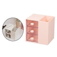 thumbnail image 5 of Pen Holder Office Desktop Organizer with 3 Clear Drawers Functional Portable Pink, 5 of 8