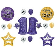 #1 Grad Purple & Gold Graduation Class of 2021 Party balloons decorations