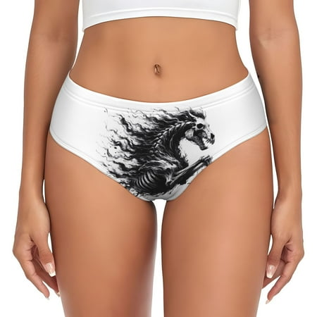 Womens Underwear - Ghostly Skeleton Horse No Show Seamless Underwear for Women  Soft Stretch Sexy Women s Panties  Cute Hipster Ladies Panties Bikini Underwear Briefs