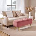 thumbnail image 6 of Yaheetech Modern Velvet Upholstered Storage Bench with Metal Legs for Bedroom, Pink, 6 of 10