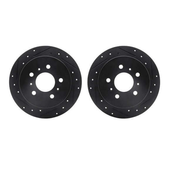 Dynamic Friction Company Rear Brake Rotors-Drilled and Slotted-Black 8002-45015