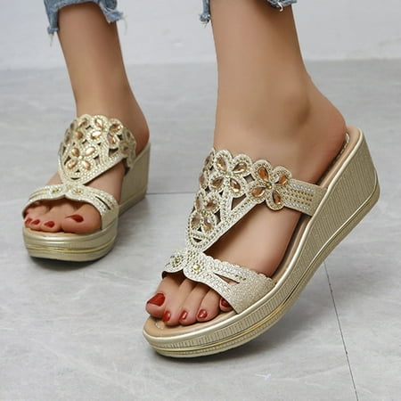 

HIBRO Womens Fashion Wedges Open Toe Knot Beach Shoes Roman Slippers Sandals