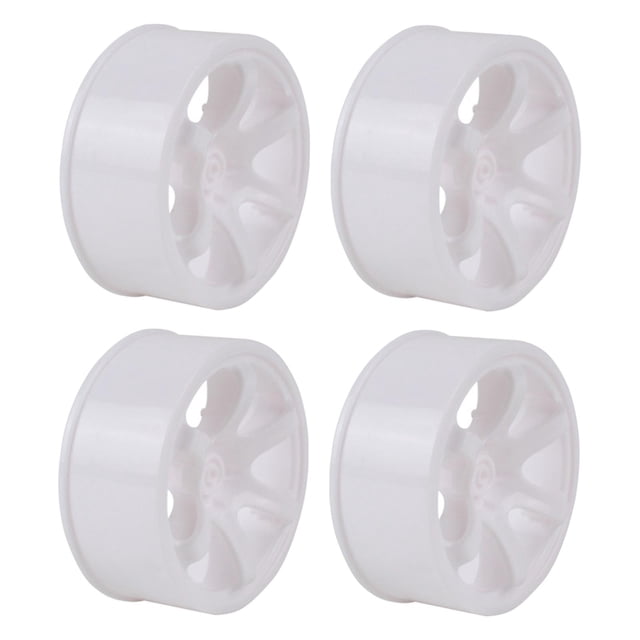 Paquete de 4 accesorios de llantas de rueda, piezas de repuesto, de rueda, piezas de actualización, neumáticos para camión RC 1:10 / coche a la Llantas de rueda blancas Yotijar Neumático de llanta de rueda de coche RC