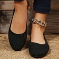 thumbnail image 5 of B91xZ Women's Canvas Loafer Flat Round Toe High Block Heel Pumps,Black 7, 5 of 5