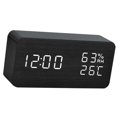 thumbnail image 4 of Reloj despertador LED Mesa de madera Humidómetro Termómetro Control de voz Temporizador de escritorio digital, Madera negra Luz blanca Vogacara HA004025-05, 4 of 6