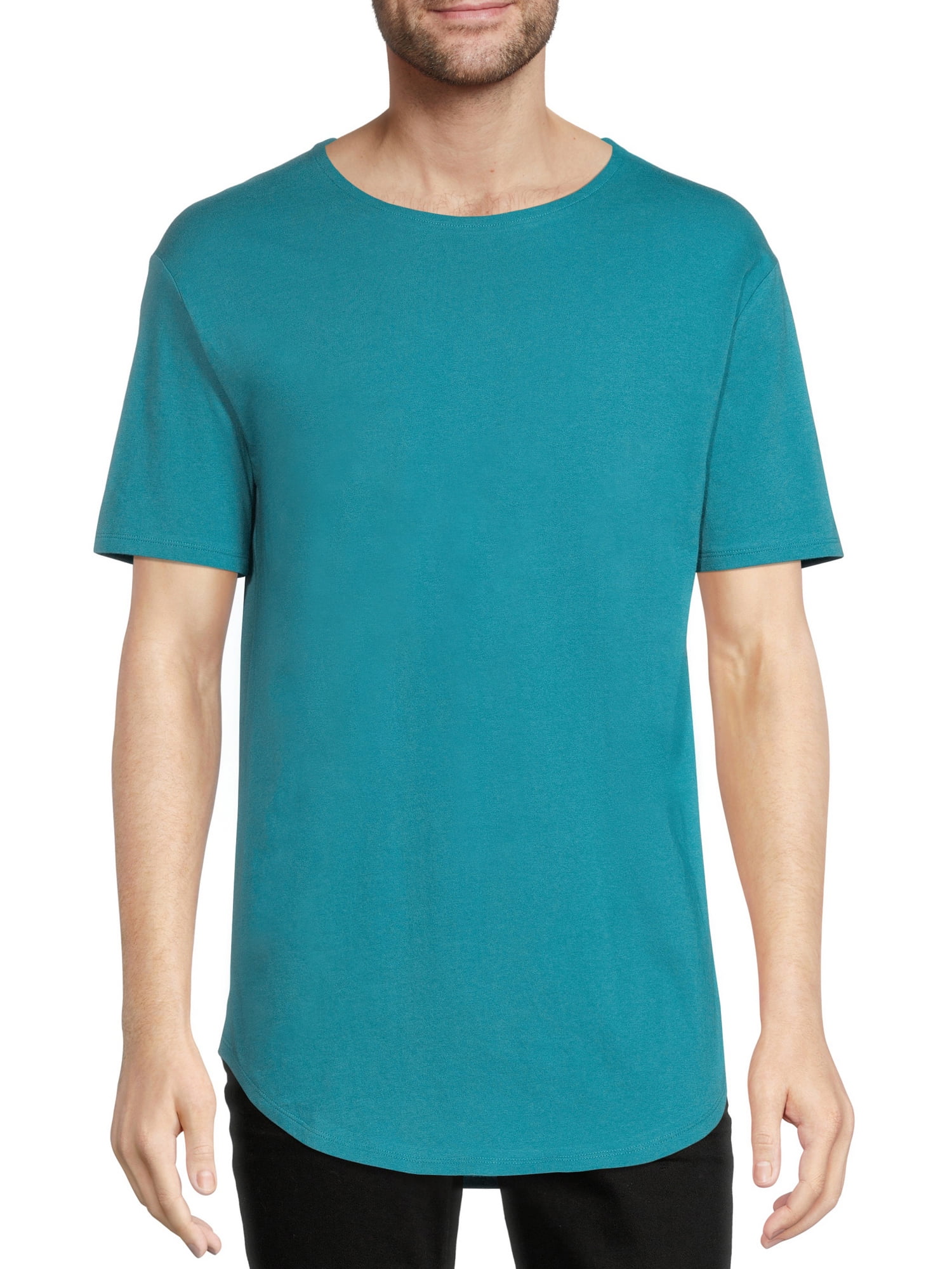 No Boundaries Men's Elongated TShirt with Short Sleeves