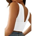 thumbnail image 5 of Women's Sexy Deep V Neck Slim Fitted Strap Crop Cami Tank Sleeveless Top, 5 of 5
