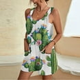 thumbnail image 2 of Kmdttou 2025 New Fashion Women's Summer Comfortable Casual Suspender Printing Shorts Pocket Jumpsuit Shorts with Pockets Clothes on Clearance!, 2 of 5