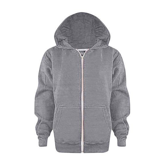 Resicozy Zip Up Hoodie Uniform Boys Girls Zipper Sweatshirt Oversized Y2K Fall Hooded Jackets Clothes with Pockets 3-12 Years Gray 140