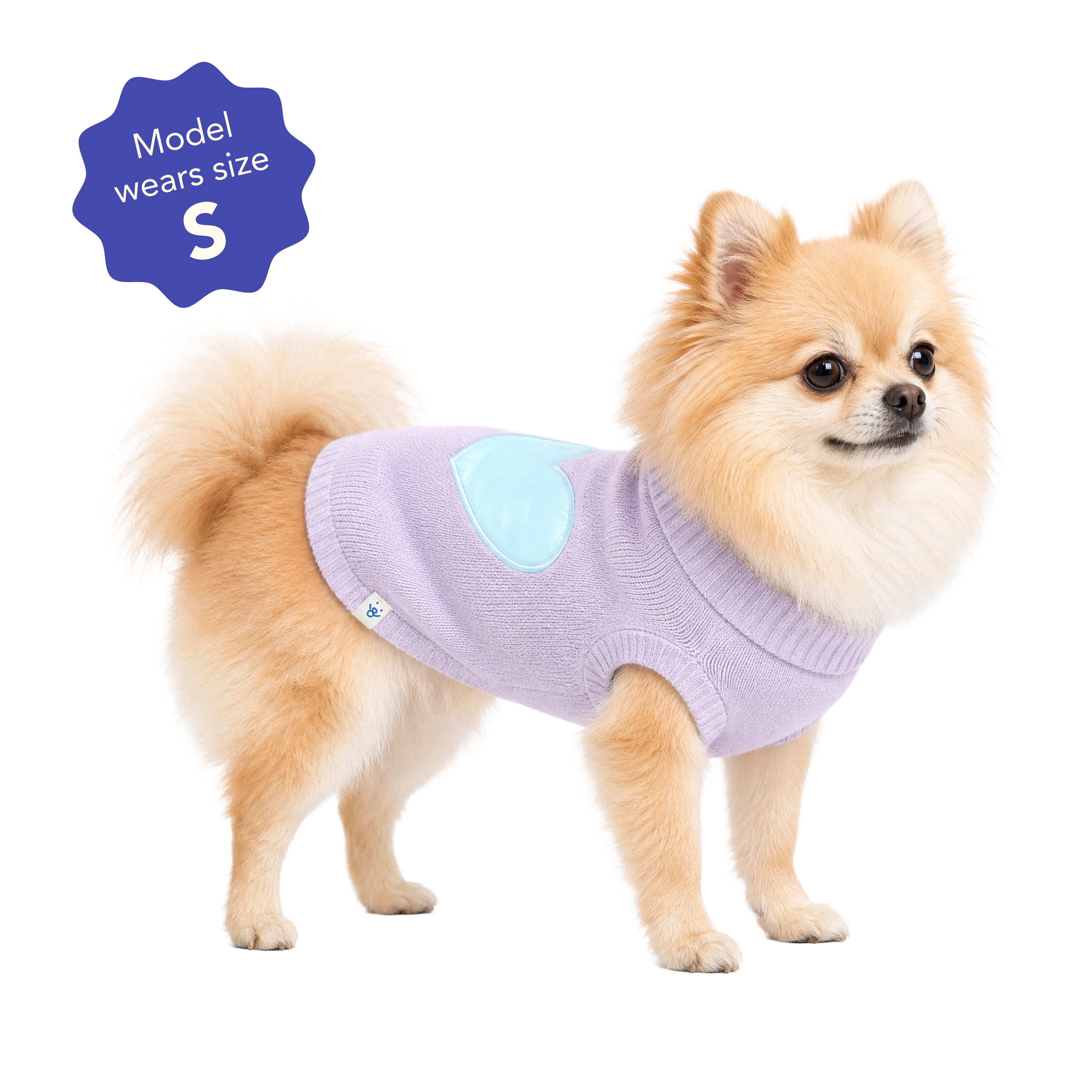 Oodles Iridescent Heart Fall Dog Sweater, Purple, Small