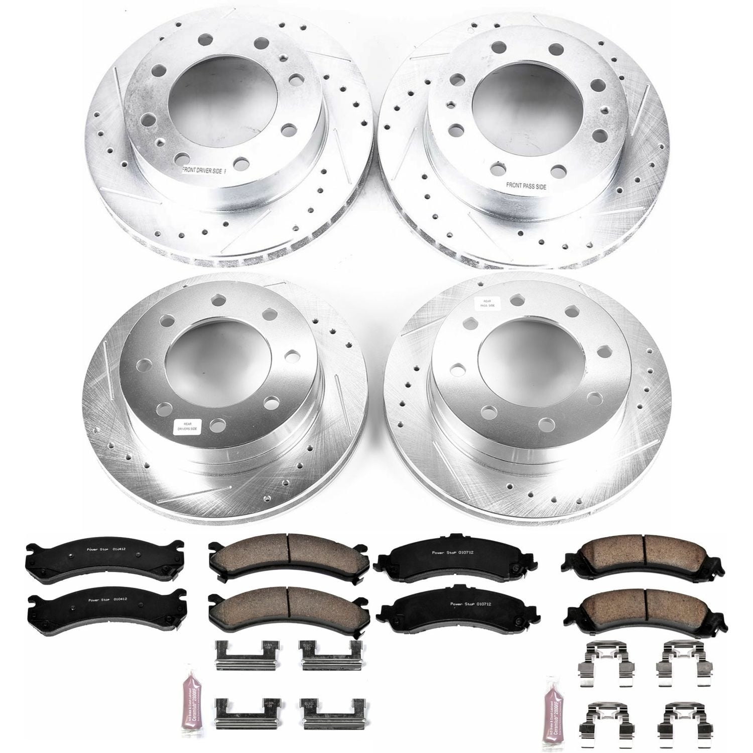 PowerStop Front and Rear Z23 Evolution Sport Carbon-Fiber Ceramic Brake Pad and Drilled & Slotted Rotor Kit Fits: CHEVROLET GMC Select Models K4454