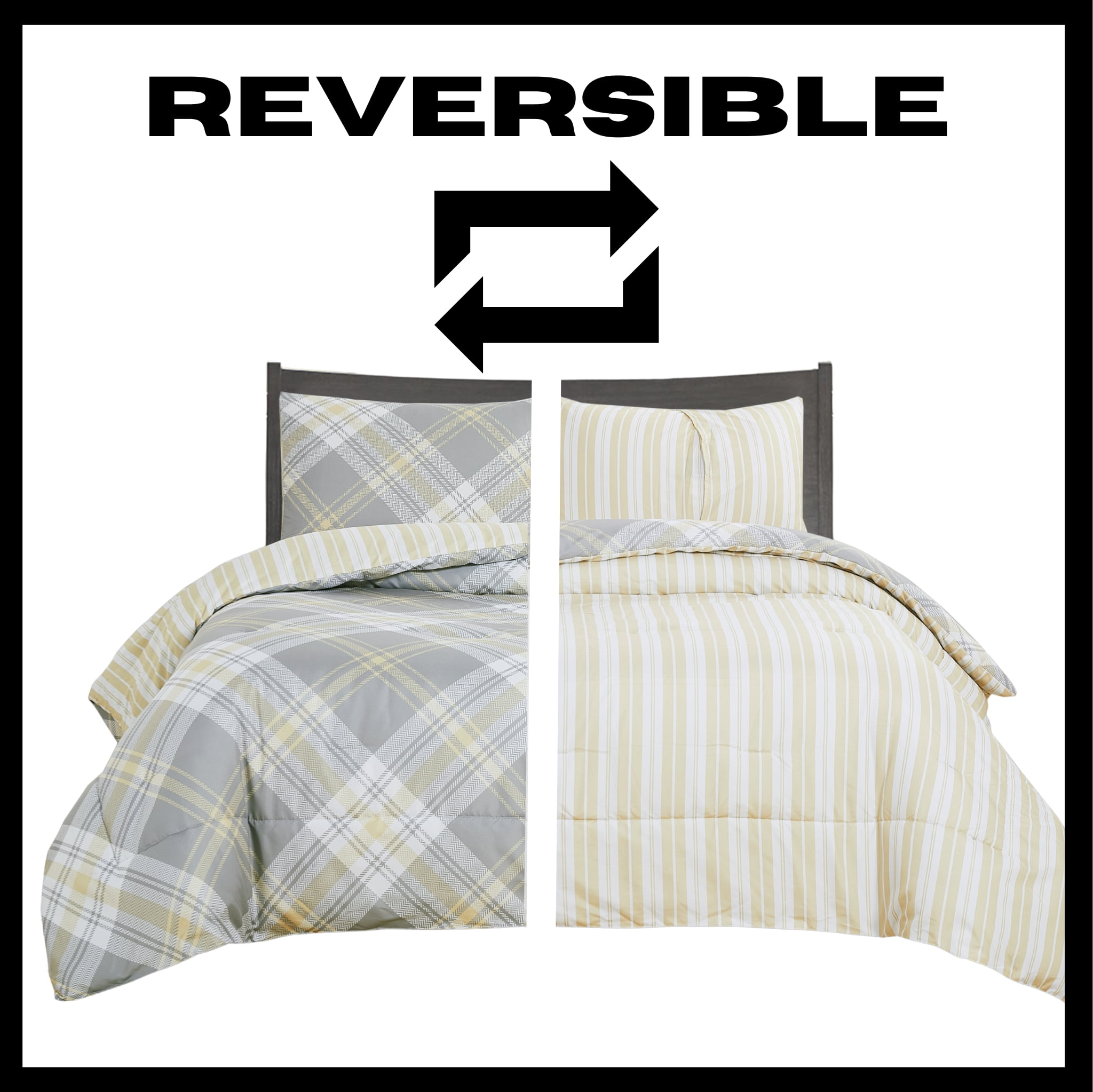 Chaps Kids 2-Piece Reversible Microfiber Comforter and Sham Bedding Set - Diagonal Plaid - Tartan Olive/Brown - Size Twin