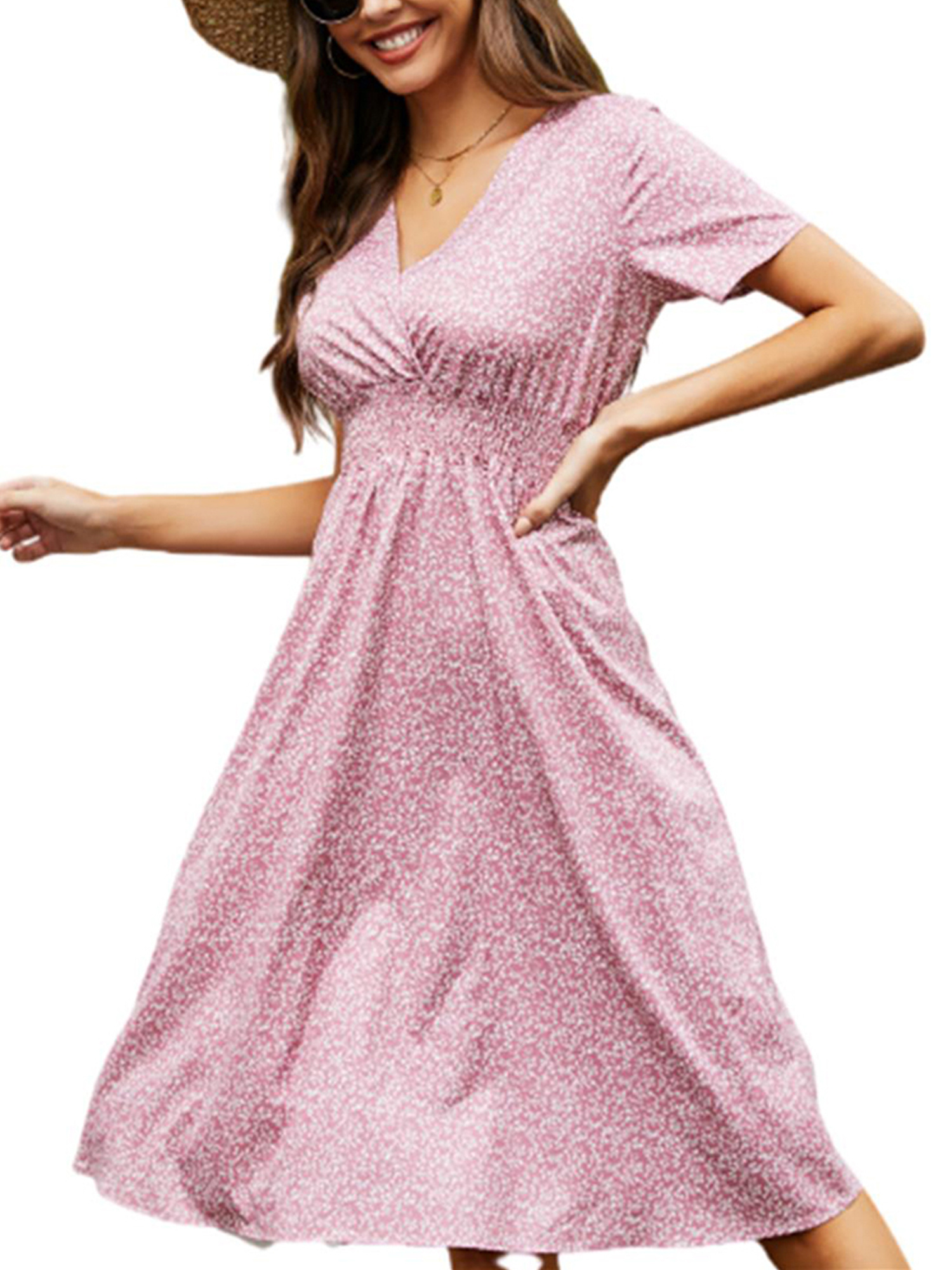 Fit and flare dress knee length floral Clearance