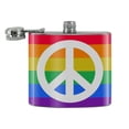 thumbnail image 2 of Peace Rainbow LGBTQ Symbol Stainless Steel 5oz Hip Drink Kidney Flask, 2 of 3