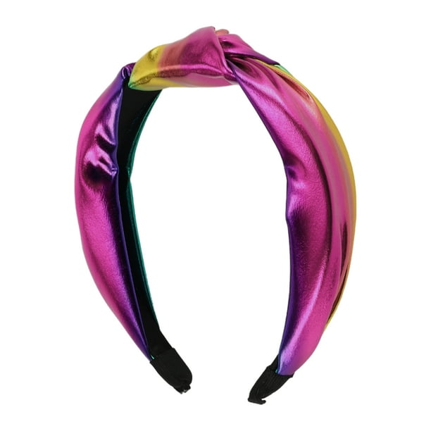 1 Pc Banda de Pelo Ancha Elegante y Brillante con Nudos para Mujeres y Niñas en Color Oscuro Variado