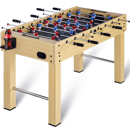RayChee 48in Foosball Table, Competition Sized Soccer Table for Home, Game Room w/ 2 Balls, 2 Cup Holders (Bamboo Grain)