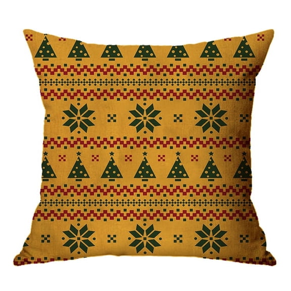 Yidarton Plaid Stripe Series Christmas Pillow Cover Linen Square Pillowcase Retro Printing Pattern Cushion Cover