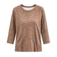 thumbnail image 4 of PBFRDSJ Women's Crew Neck Stripe Blouse, Long Sleeve Textured Casual Top, Relaxed Fit Daily Wear Shirt, Sizes S-5XL, 4 of 6
