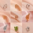 thumbnail image 3 of Koszal Fake Nose Ring Frog U Shape Cartoon Shiny Cubic Zirconia Nose Cuff for Party, 3 of 7