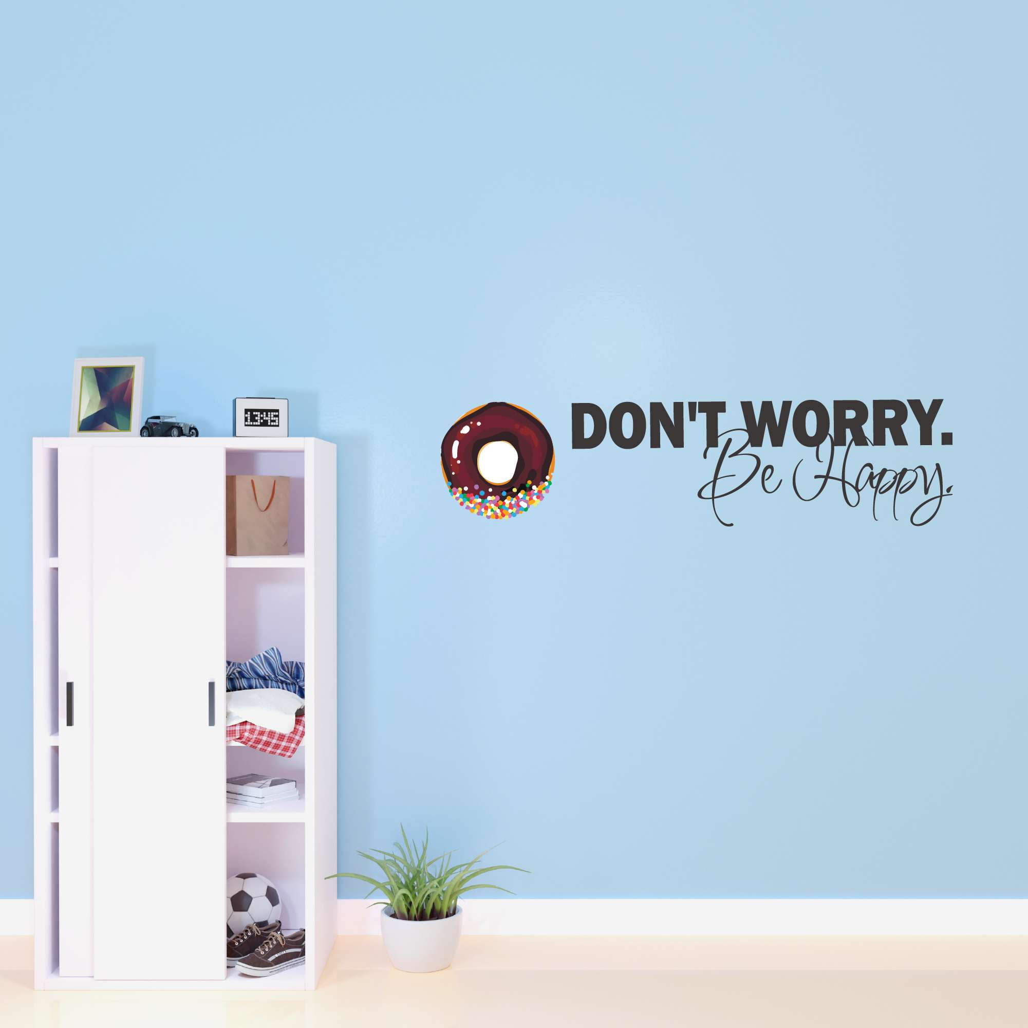 Family Don't worry be Happy Cute Quotes & Sayings Wall Decal Decoration ...