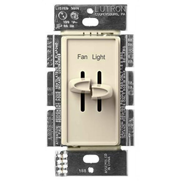 Lutron Skylark 3-Speed Combination Fan and Light Control, 1.5 Amp, Single-Pole, S2-LFSQ-AL, Almond