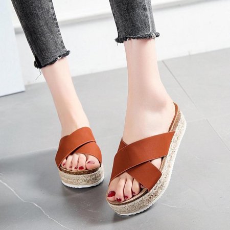 

Todqot Sandals Women- Comfy Quick-drying Summer Platform Casual Anti-slip indoor outdoor Brown 37