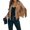 Camel, variant on Women's Fashion Notched Collar Open-Front Fringed Performance Moto Faux Suede Leather Crop Jacket Coat