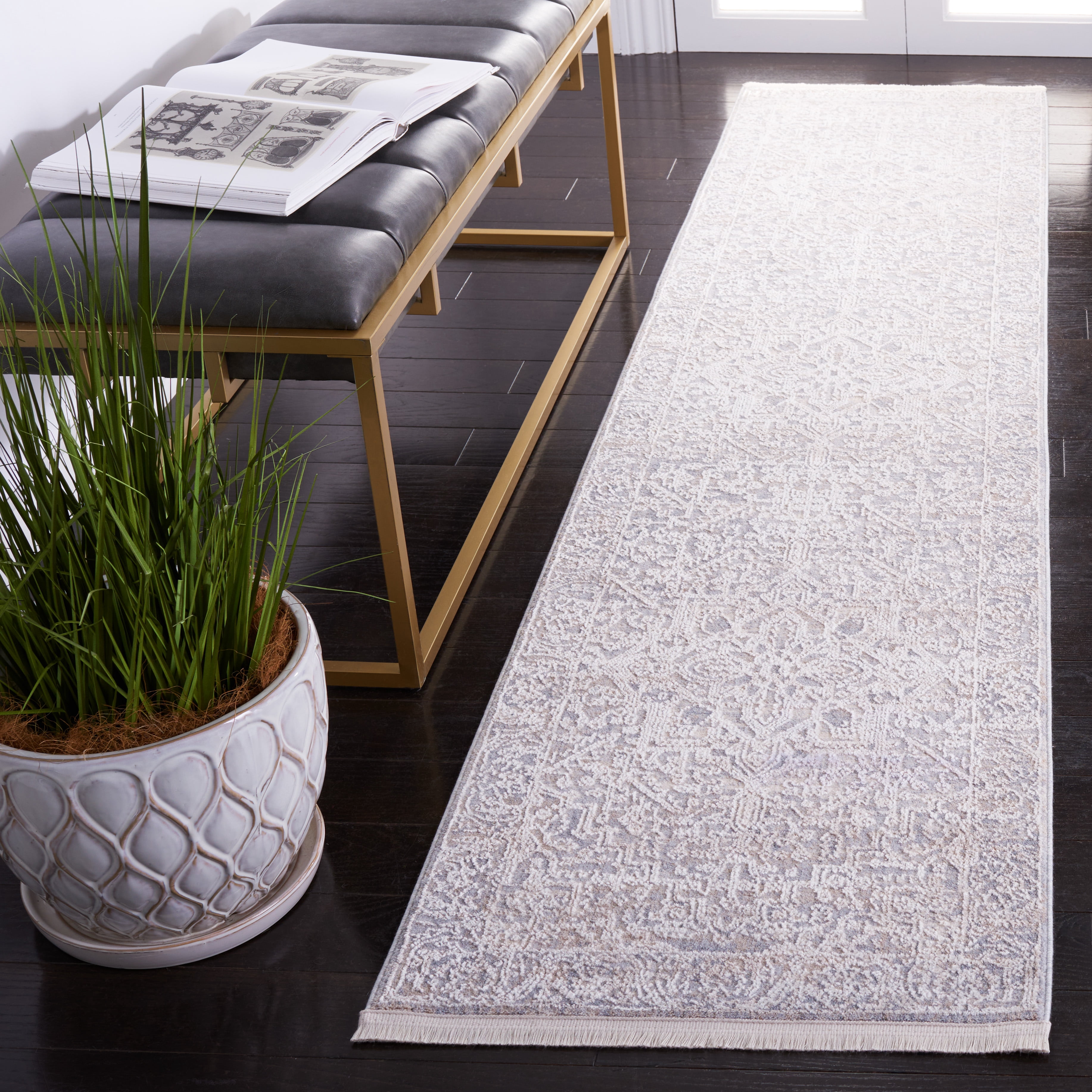 SAFAVIEH Marmara Bristol Oriental Runner Rug, Beige/Grey Blue, 2' x 8'
