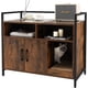 thumbnail image 1 of JJUN Cat Litter Box Enclosure - Cat Washroom Hidden Furniture with Front Entry, Scratcher, 2-Door Storage Cabinet, 2 Compartments, Air Vents, Metal Frame, Wooden Pet Crate House (Rustic Brown), 1 of 19