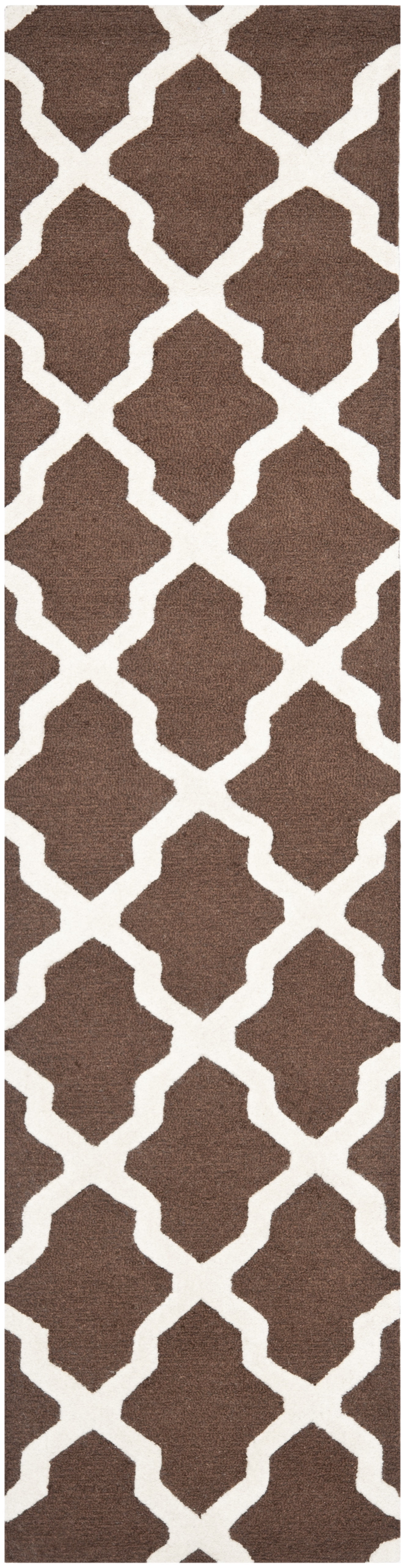 SAFAVIEH Cambridge Liam Geometric Wool Runner Rug, Dark Brown/Ivory, 2'6" x 6'