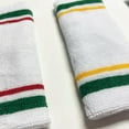 thumbnail image 6 of COUVER 9 Inch Extra Long Thick Striped Athletic Wristbands White Green Red 1 Pair (Unisex), 6 of 9