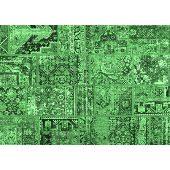 Ahgly Company Indoor Rectangle Patchwork Emerald Green Transitional Area Rugs, 8' x 10'