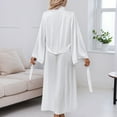 thumbnail image 4 of Arlun Satin Long Robes for Women Solid Color Soft Lightweight Belted Wrap Bathrobe Soft Comfortable Kimono Style Elegant Sleepwear for Bride & Everyday Loungewear White S, 4 of 6