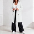 thumbnail image 5 of KICILVS Long Sherpa Jacket Women Fuzzy Button-Down Coat with Pockets Notched Collar Warm Winter Outerwear for Casual, 5 of 7