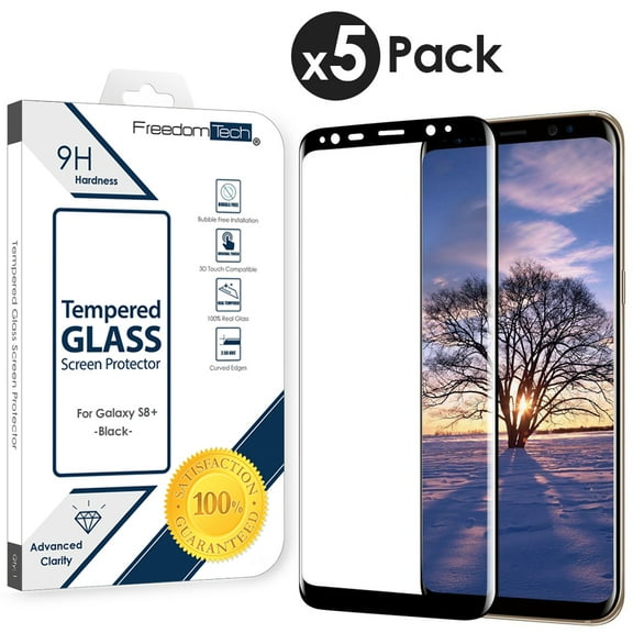 5x Samsung Galaxy S8 Plus Screen Protector Glass Film Full Cover 3D Curved Case Friendly Screen Protector Tempered Glass for Samsung Galaxy S8 Plus Black