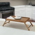 thumbnail image 2 of Home Basics Multi-Purpose Wooden Bed Tray With Carved Handles and Folding Legs, Pine (2 Pack), 2 of 7