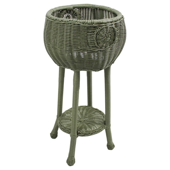 International Caravan Round Resin Wicker Plant Stand
