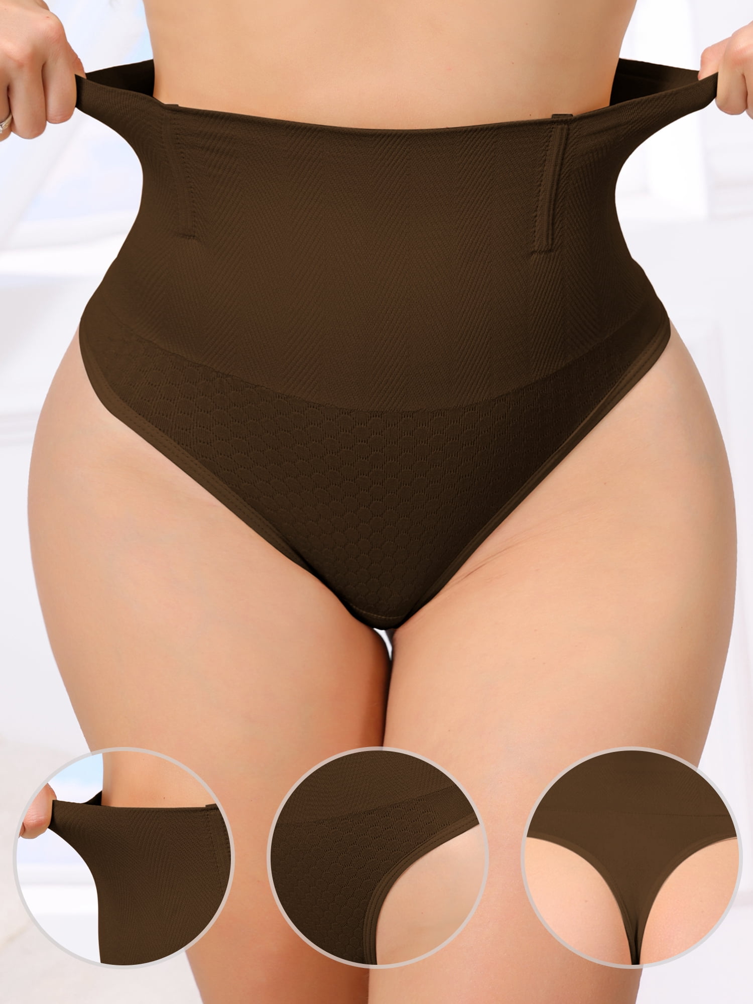 DARING DIVA Women's High Waisted Briefs Tummy Control Badyshaper S Coffee