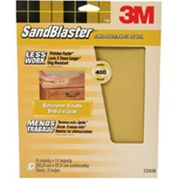 20400G 9 x 11 In. Prem Sand paper 400 Grit, 3 Pack