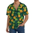 thumbnail image 3 of Xecao offers the Pineapples with Palm Leaves for Men's Casual Short-sleeved Shirt, a button-up collared shirt with a pocket, perfect for beach vacations and yacht travel in the Small size., 3 of 7