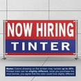 thumbnail image 3 of Now Hiring Tinter 13 oz Heavy Duty Vinyl Banner Window Tinter Jobs Available Paint Color Tinter Help Wanted Sign for Business Indoor/Outdoor Single-Sided with Metal Grommets (4x10 ft, Re & Wh & Bl), 3 of 6