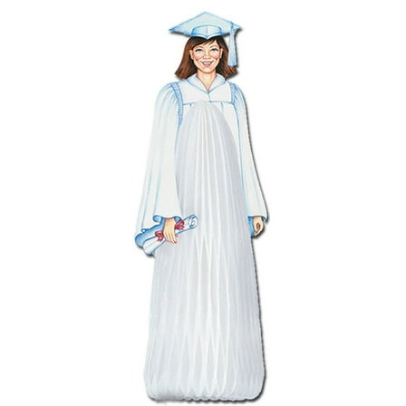 Party Central Club Pack of 12 White Young Woman Graduate Honeycomb Table Centerpiece Party