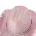 thumbnail image 7 of Cowboy Hat for Women Feather Diamond Strip Wide Brim Hats Felt Western Cowgirl Hats for Cosplay Fancy Dress Dress-up Party, 7 of 7