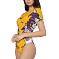 thumbnail image 2 of Daiia Cute Gnomes Halloween print Women's Crew Neck Short Sleeve Bodysuit Fashion Tops Fit Casual Basic Extender Bodysuit-X-Large, 2 of 9