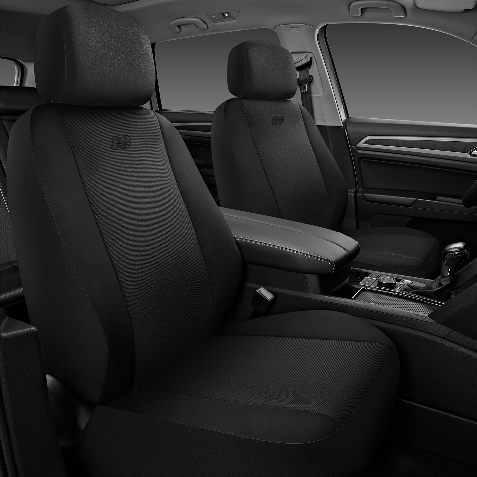 Skechers Memory Foam Fabric Car Seat Cover, Breathable, Comfortable Support, Easy Install, Stylish Design, Universal Fit for Cars and SUVs Black