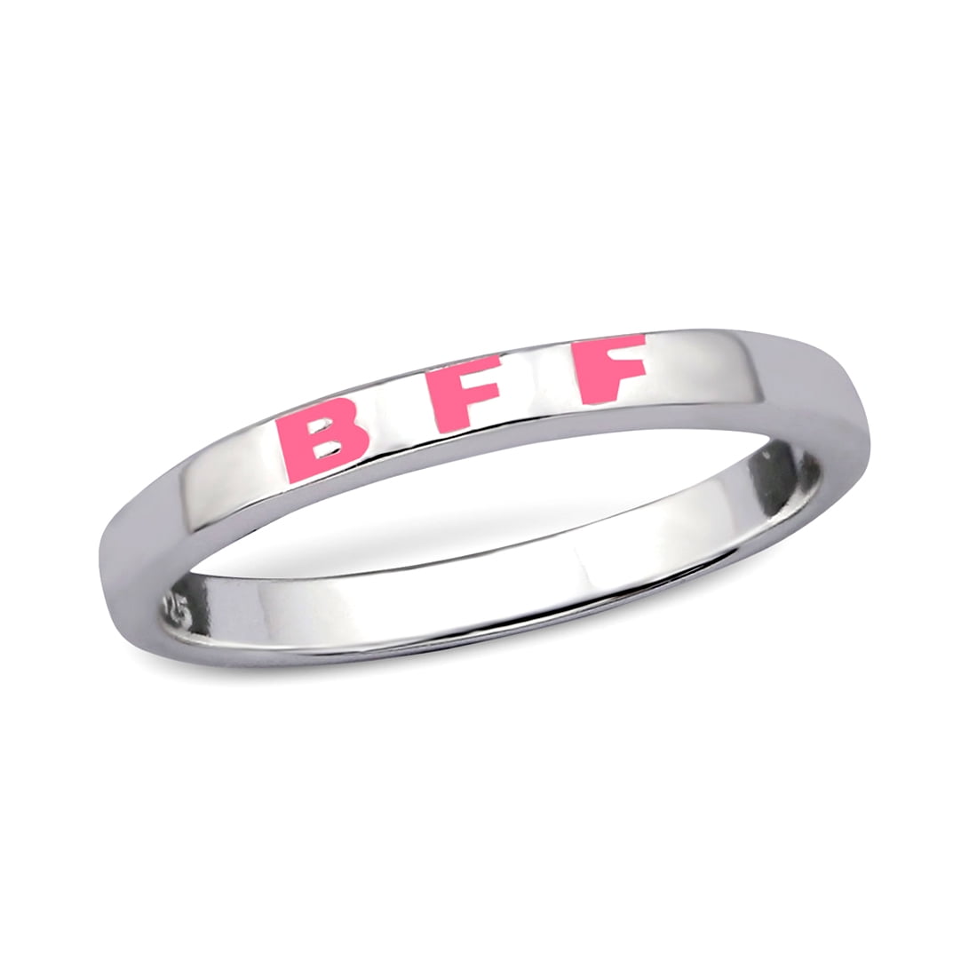 Crazy4Bling Sterling Silver Pink Letter "BFF" Best Friends Promise