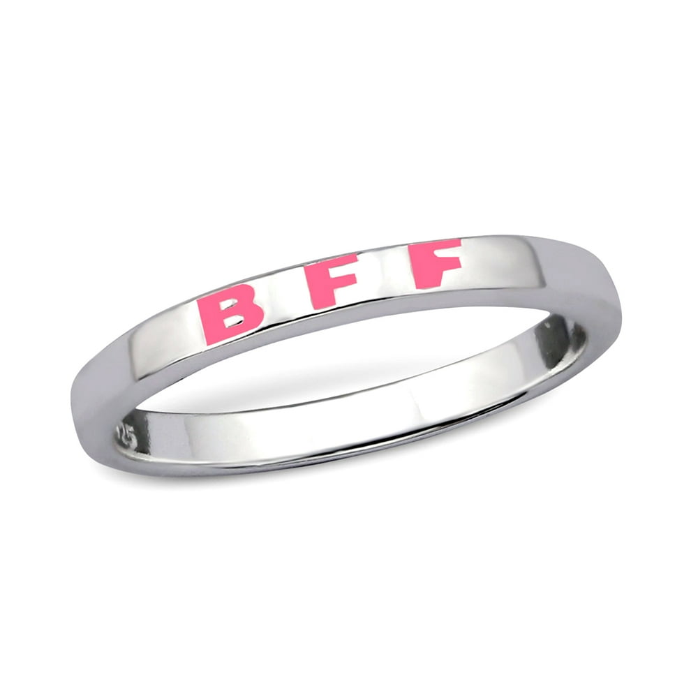 Crazy4Bling Sterling Silver Pink Letter "BFF" Best Friends Promise