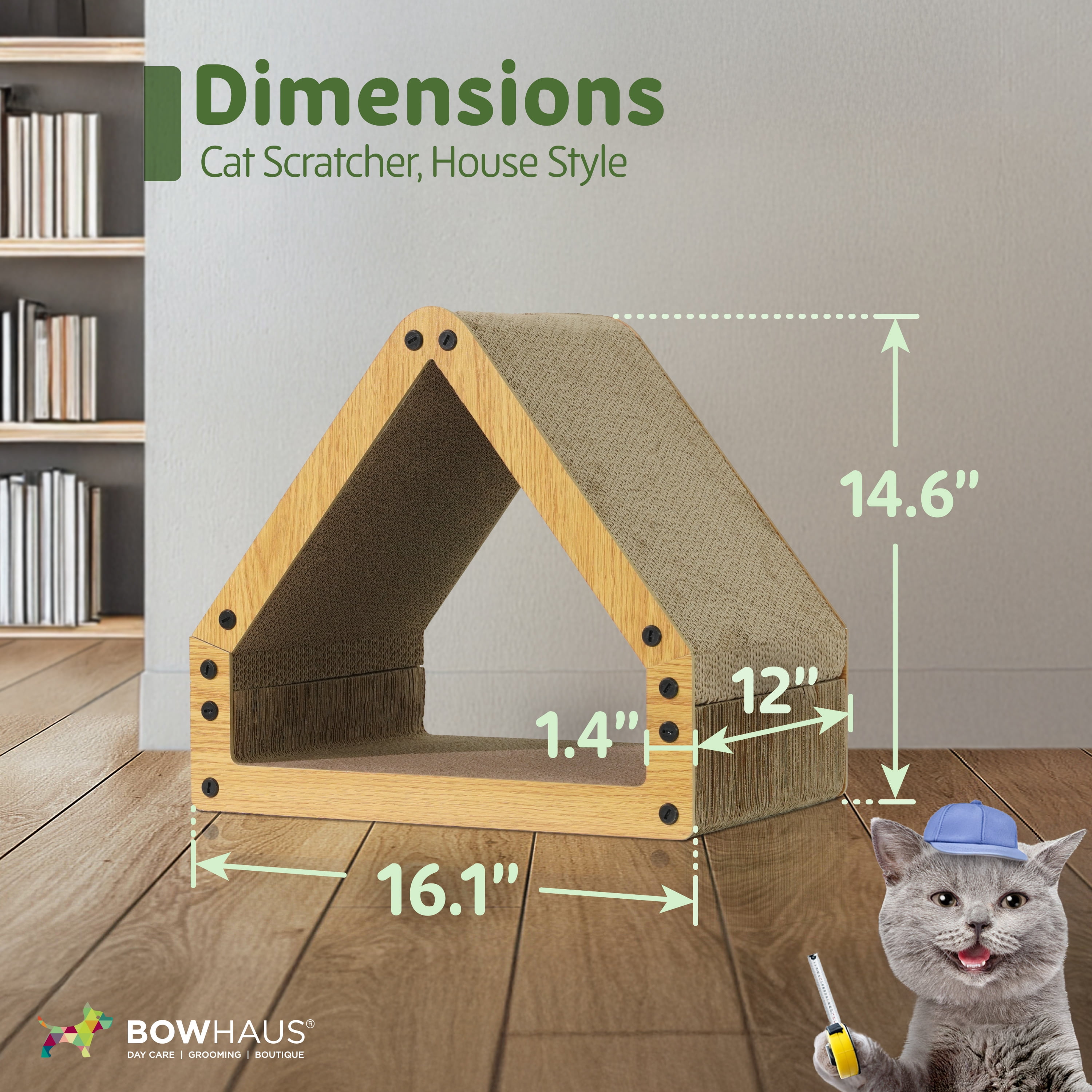CAPHAUS House Cat Scratcher Lounger, Reversible Scratcher, Large Cat Scratching Pad, Cat Scratching Board, Scratch Pad for Indoor Cats, Brown