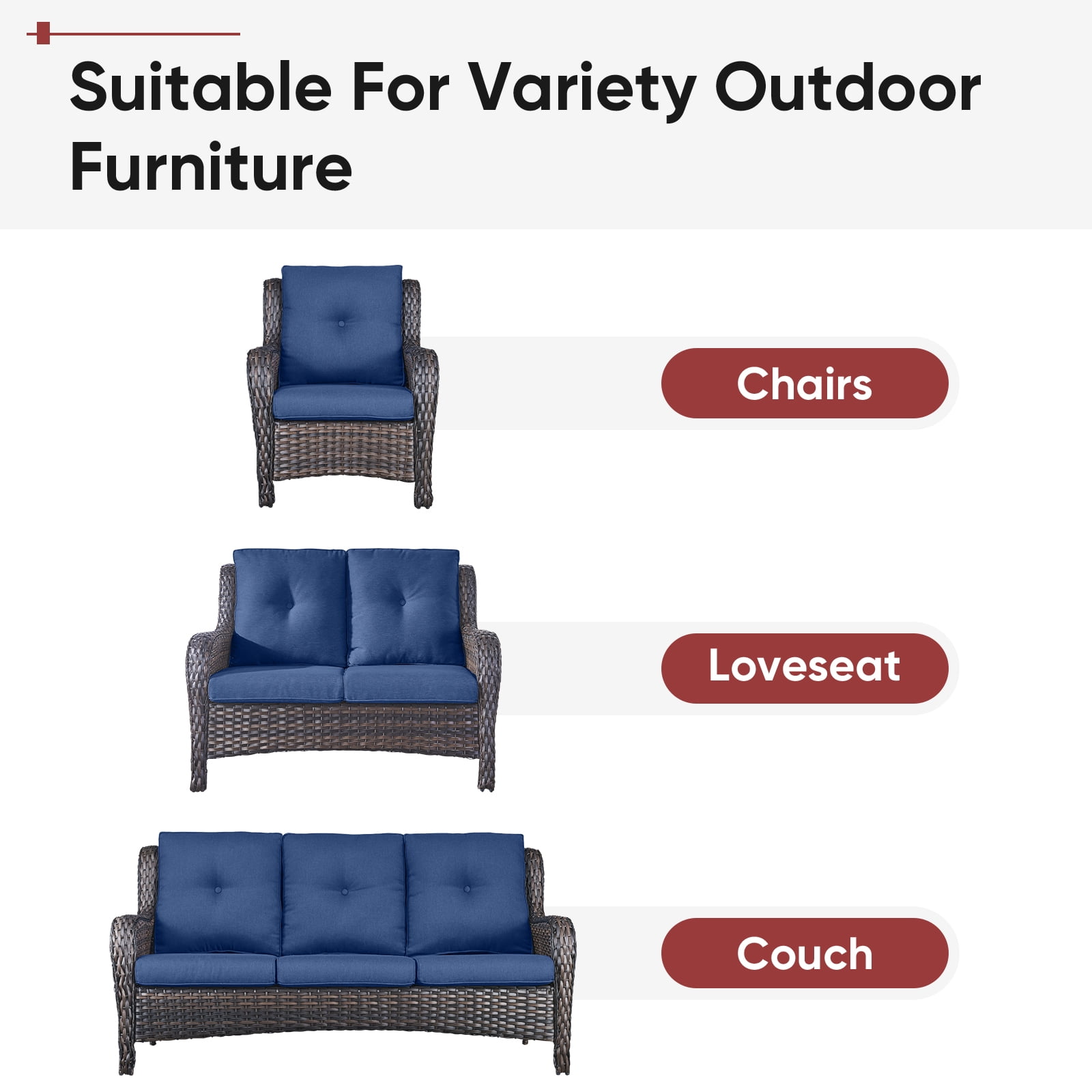 POCASSY Patio Furniture Cushions Set of 4, 22.5"*22.5" Outdoor Cushion for Patio Furniture, Water Resistant, Fade Resistant, Deep Seat and High Back Cushion for Chair, Sofa, and Couch, Blue